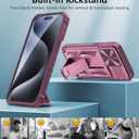 FNTCASE for iPhone 15-Pro-Max Case: Military Grade Drop Protection Rugged Shockproof Protective Cell Phone Cover with Kickstand & Camera Cover | Textured Tough Cases for 15 Pro Max 6.7'' - Hot Pink