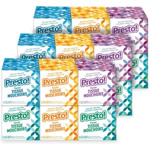 Amazon Brand - Presto! Ultra-Soft 3-Ply Premium Facial Tissues, Colorful Boxes, 1188 Count (18 Packs of 66)