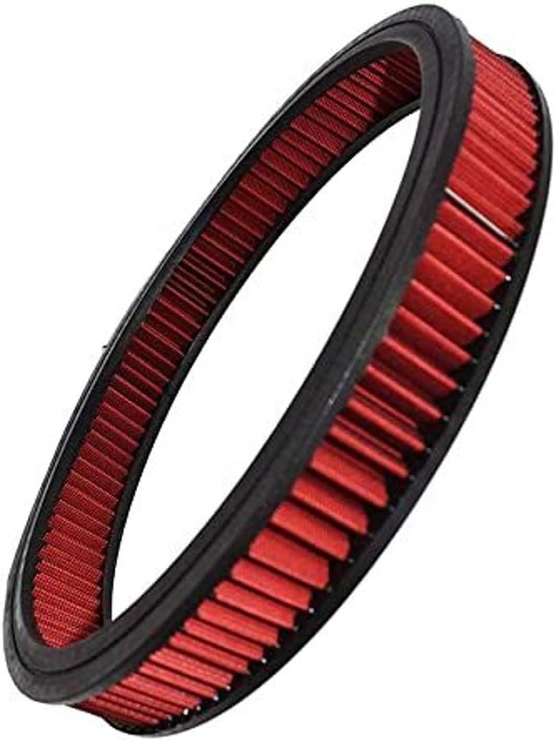A-Team Performance High Flow Washable & Reusable Round Cotton Air Filter Element - 14x2 Inch Red - Engine Air Filter Compatible w/Buick/Chevrolet/GMC/Ford/Oldsmobile & Pontiac