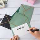 50 Pieces A7 Envelopes with Gold Border, 5.24 x 7.21 Inches Envelopes with Gold Stickers for Greeting Cards and Invitation (Dark Green, A7-5x7)