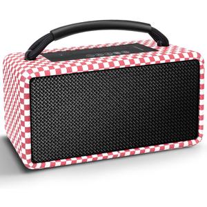DINDIN Portable Bluetooth Speaker 80W (Peak), 20H Playtime, Wireless Big Wood Boombox with Deep Bass, Subwoofer, TWS, Large, Loud Speaker for Party, Outdoor, Backyard, Beach, Home,GiftPink+White