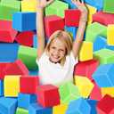 Foam Pit Cubes Blocks 3.1 x 3.1 x 3.1 Inch Colorful Flame Retardant Educational Autistic Building Blocks for Trampoline Arenas, Gymnastics, Parkour Courses Skateboard Parks Playground (Classic)
