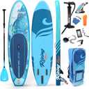 SereneLife Stand Up Inflatable Paddle Board with Premium SUP Accessories  Wide Stable Design with Non-Slip EVA Deck Pad for Adults and Youth of All Skill Levels (Blue)