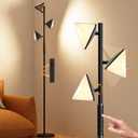 ROTTOGOON LED Tree Floor Lamp, 36W Dimmable Tall Standing Lamp with Remote & Touch Control, 2700K-6500K 4 Color Temperatures, 3 Rotatable LED Lights Floor Lamps for Living Room, Bedroom, Office (Black)