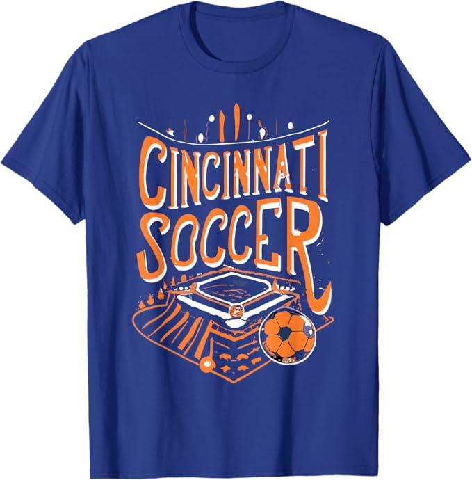 Cincinnati Soccer Cincy Futbol Cool 'Nati Skyline T-Shirt, Size L