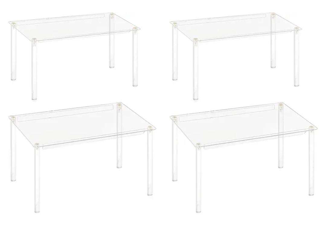 Set of 3 Acrylic Cabinet Organizer, Stackable Clear Cabinet Shelf, Spice Rack Organizer for Kitchen Cabi-net, Countertop(COLOR:Transparent)