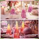 Funnymoom 3 Pack Glass Christmas Trees Decorations Gradient Lighted Christmas Tree 11.4 Inch Snow Top Glitter Xmas Winter Tabletop Centerpieces Gift for Home Fireplace Table Mantle Holiday(Pink)