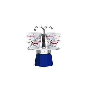 Bialetti - Mini Express Kandinsky: Moka Set includes Coffee Maker 1-Cups (2.8 Oz) + 1 shot glasses, Light Blue, Aluminum