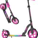 BELEEV V8 Scooters for Kids Ages 6+ with Light-Up Deck, 2 Wheel Folding Scooter for Adults Teens, 4 Adjustable Height, Lightweight Sport Commuter Scooter, Sturdy Frame, Max Load 220 lbs