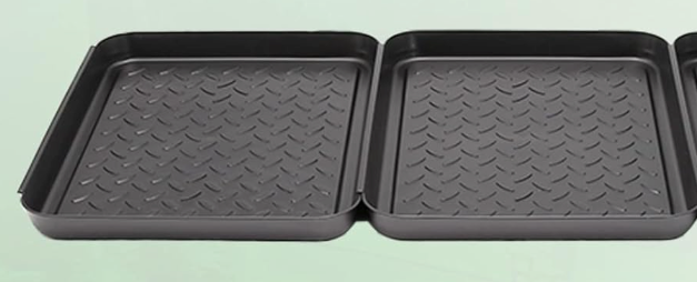 2 Pack (13.75 x 10.58 inches) Home Boot Tray Black Shoe Border Mat Heavy Duty Floor for Indoor Outdoor Pet Feeding Mat Rubber Shoe Mat-Trash Can Mat-Water Cooler Mat-Wet Shoe Mats
