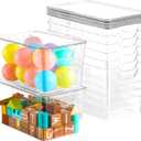 6 Pack Clear Storage Bins with Lids, 7 Quart Stackable Storage Boxes for Storage and Organization, Plastic Storage Containers with Lids, Plastic Bins with Handles for Office, Bedroom, Study Room