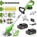 Electric Weed Wacker Cordless, Weed Eater Battery Powered with with Metal Blades,3 in 1 Stringless Grass Trimmer Lightweight Brush Cutter/Edger for Garden Lawn Yard Trimming