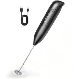 Electric Milk Frother Handheld: Rechargeable - LED Digital Display, Bare-Bones Version - Blackish Purple