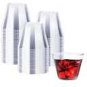 100 Count 9 oz  Plastic Cups, Disposable Cocktail Cups for Wedding & Party, Bulk Gold Plastic Tumblers, Fancy Disposable Party Cups for Cold Drinks