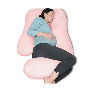 MOON PARK Pregnancy Pillows for Sleeping - U Shaped Full Body Maternity Pillow with Removable Cover - Support for Back, Legs, Belly, Hips - 57 Inch Pregnancy Pillow for Women - Pink