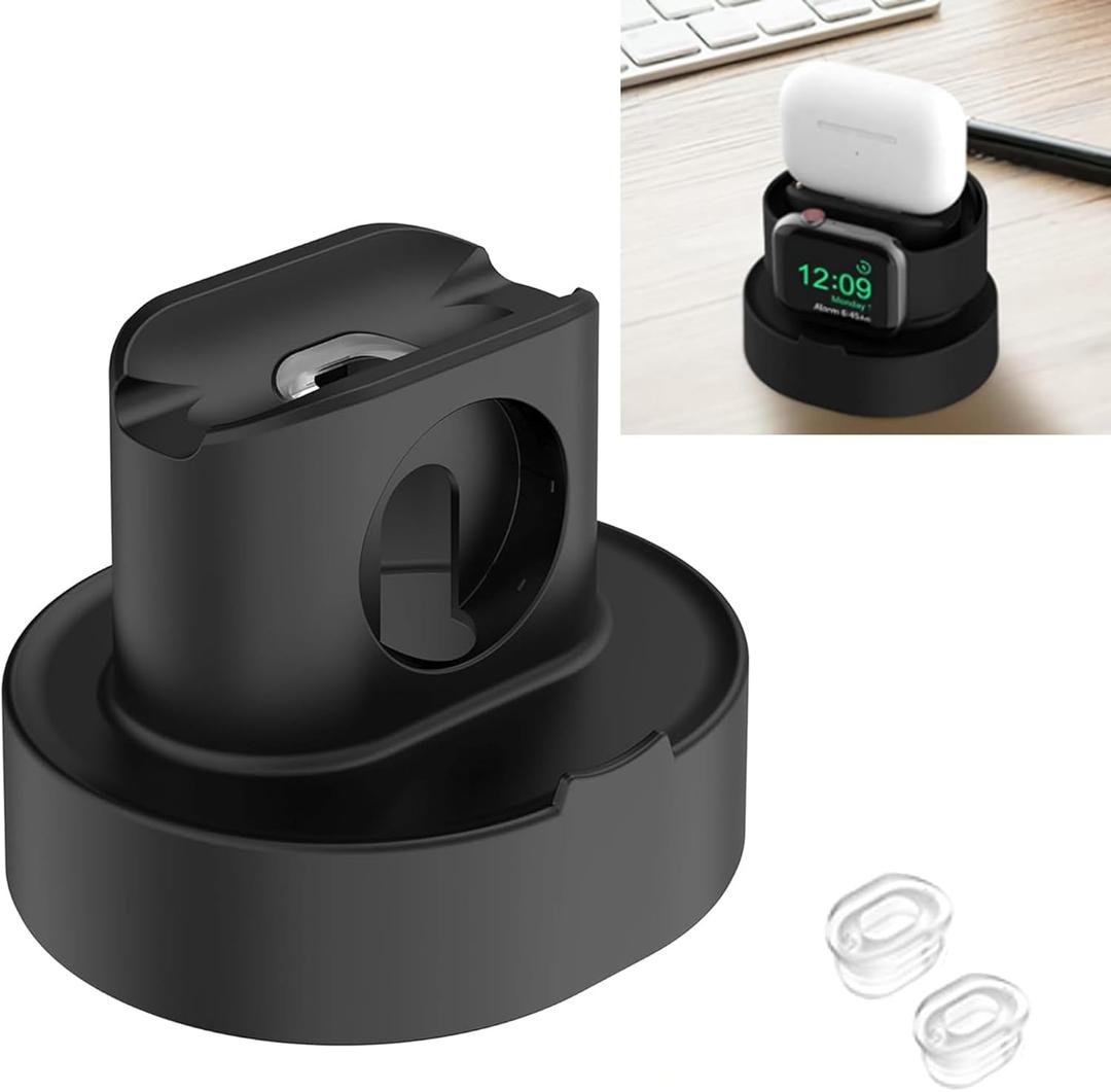 SOKUSIN Stand for Apple Watch Charger - iWatch AirPod 2 in 1 Charging Stand Holder Dock Compatible with Apple Watch Series 10 9 8 Ultra2 Ultra SE2 SE 7 6 5 4 3 2 and AirPods 1/2/3/Pro (Black)
