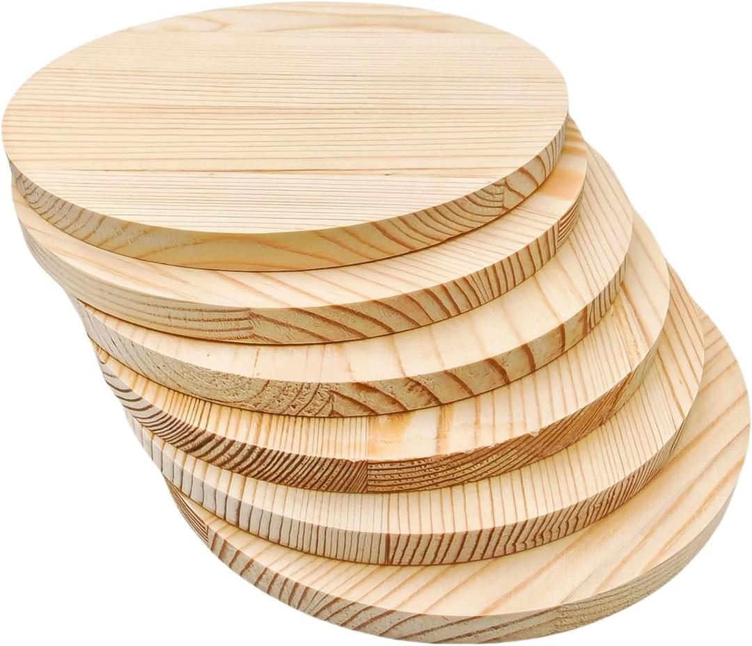 6PCS Pine Circle Plaque, 6x0.4in Blank Unfinished Round Wooden Circles Plaques for Craft Projects, Engraving, Wood Burning, Painting