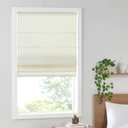 Madison Park Kyler Cordless Roman Shades - Single Panel, Lightweight Linen Blend Fabric, Natural Design, Easy Installation, Light Filtering Window Blind, Bedroom, Living Room Decor 27"W x 64"L Ivory