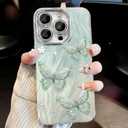 2 x for iPhone 16 Plus Butterfly Design Case, Cute Bling Shiny Glitter Camera Shockproof Protective Phone Cases Cover for Women Girls (Green)