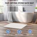 Veeloim Stone Bath Mat Diatomaceous Earth Shower Mat Non-Slip Super Absorbent Diatomite Stone Bath Mats for Bathroom Floor Quick Drying Natural Easy to Clean(23.6''×15.4" White), 1'4" x 1'11"