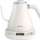Mecity Electric Gooseneck Kettle With Keep Warm Function & LCD Display Automatic Shut Off Coffee Kettle Temperature Control Pour Over Kettle 1200 Watt, 0.8L, 120V, Off White