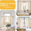 YoungsTex Burlap Linen Curtains 40 Inch Length, Natural Short Drapes Textured Semi Sheer with Rod Pocket Back Tab Lightweight for Bathroom Kitchen Window, 2 Panels, 34 X 40 Inch