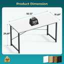 OLIXIS 55 Inch Computer Office Desk for Small Spaces, Writing Gaming Work Desk Modern Study Table with Metal Frame Home Bedroom, White