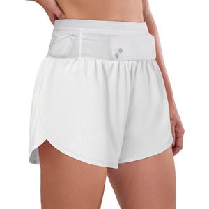 BMJL Womens Running Athletic Shorts Workout Gym Dolphin Elastic Shorts with Waist Mesh Pockets (X-Large, White70)
