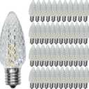 50 Pack C9 Led Christmas Lights Bulb, C9 Replacement LED Christmas Lights Outdoor Bulb, C9 Shatterproof Led Bulb for Christmas String Lights, E17 Base, Commercial Grade 2200K Warm White Bulbs