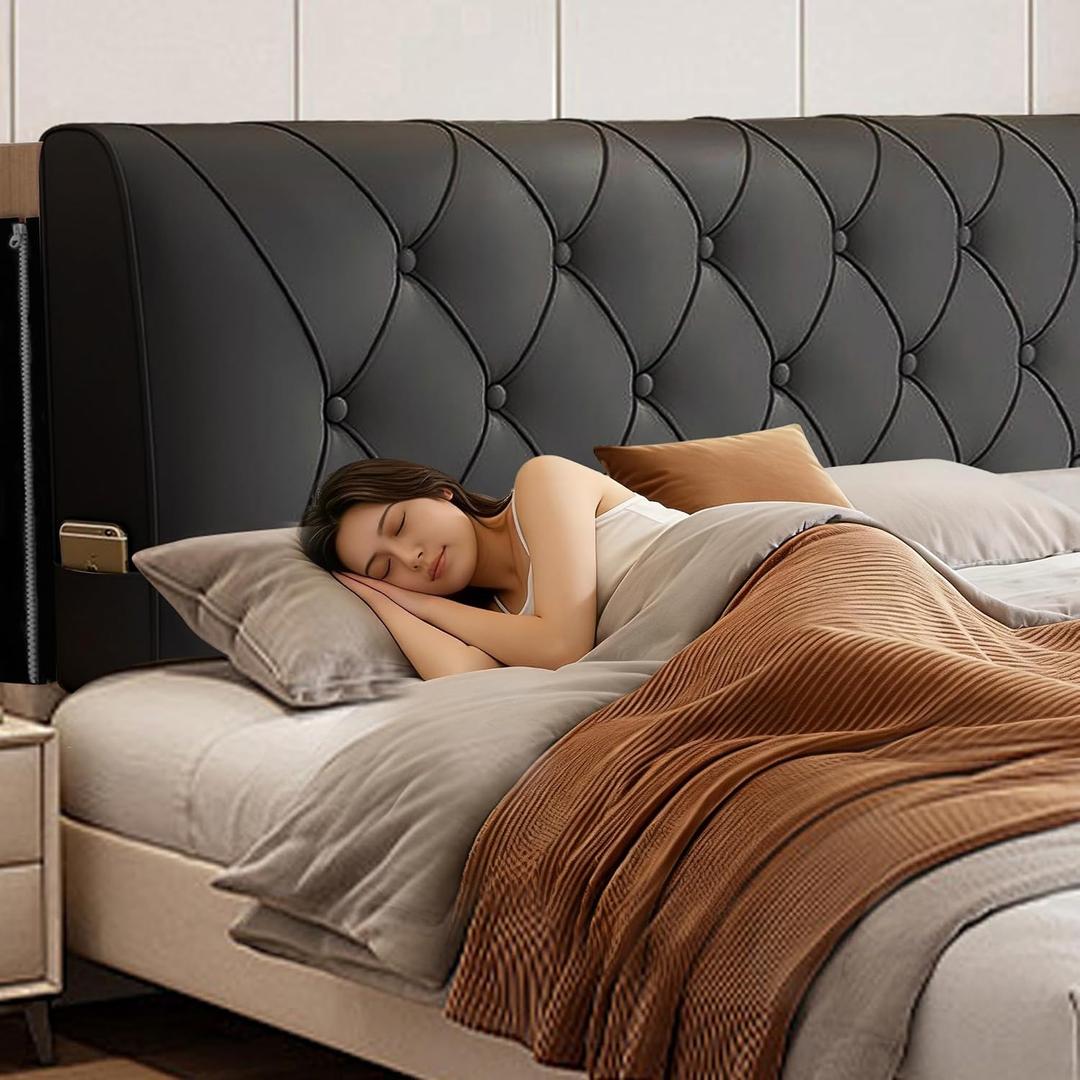 VKZ Headboard Pillow Full, 47" x 24" Reading Pillows and Bed Pillow for Sitting Up, Upholstered Bolster Body Pillow with Removable Head Board Cover for Bed Dorm Sofa Floor Back Support, Black