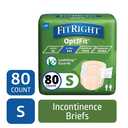 FitRight Adult Incontinence Briefs, Diapers with Tabs, Ultra Absorbent, Small, 20in to 33in, 80 Count