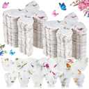 50 Pcs Handmade Seed Paper Plantable Wildflower Seed Paper Recycled Flower Petals Tags Wedding Favors for Guests Craft Gifts Cards for Envelope Birthday Party, 5 Styles (Butterfly Shape)