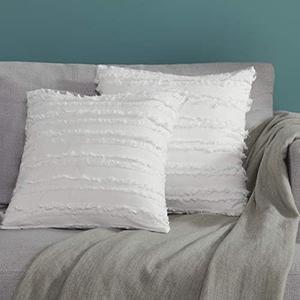 GIGIZAZA Decorative Throw Pillow Covers 26x26, White Square Couch Pillow Covers, Cotton Sofa Boho Cushion Pillows