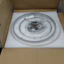 2-Rings Modern LED Chandelier Silver for Dining Room, Circular Flush Mount Ceiling Chandelier Light Dimmable Pendant Light with Remote Control for Living Room Entrance Foyer, 3000K-6500K