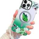 ZIYE Designed for iPhone 15 Pro Max Case for Women Girls [Compatible with MagSafe] Butterfly Flowers Magnetic Phone Case, Lens Camera Protection for 15 ProMax Phone Cover Frosted Green
