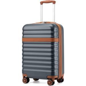 Kono 20 Inch Expandable Carry On Luggage with TSA Lock, 20 - Inch Expandable Lightweight Hardshell Suitcase (Black - Brown, (Grey Brown, 1-3 Days Travel)