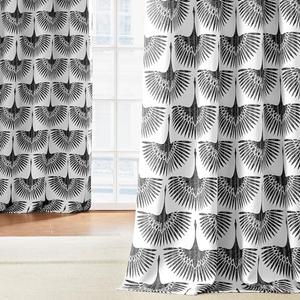 KGORGE Geometric Print Curtains Blackout - Floral & Animal Pattern Window Curtains for Living Room, Meeting Room, Thermal Insulated Darkening Drapes for Home Office, 52" W x 120" L, Black, 2 Pcs