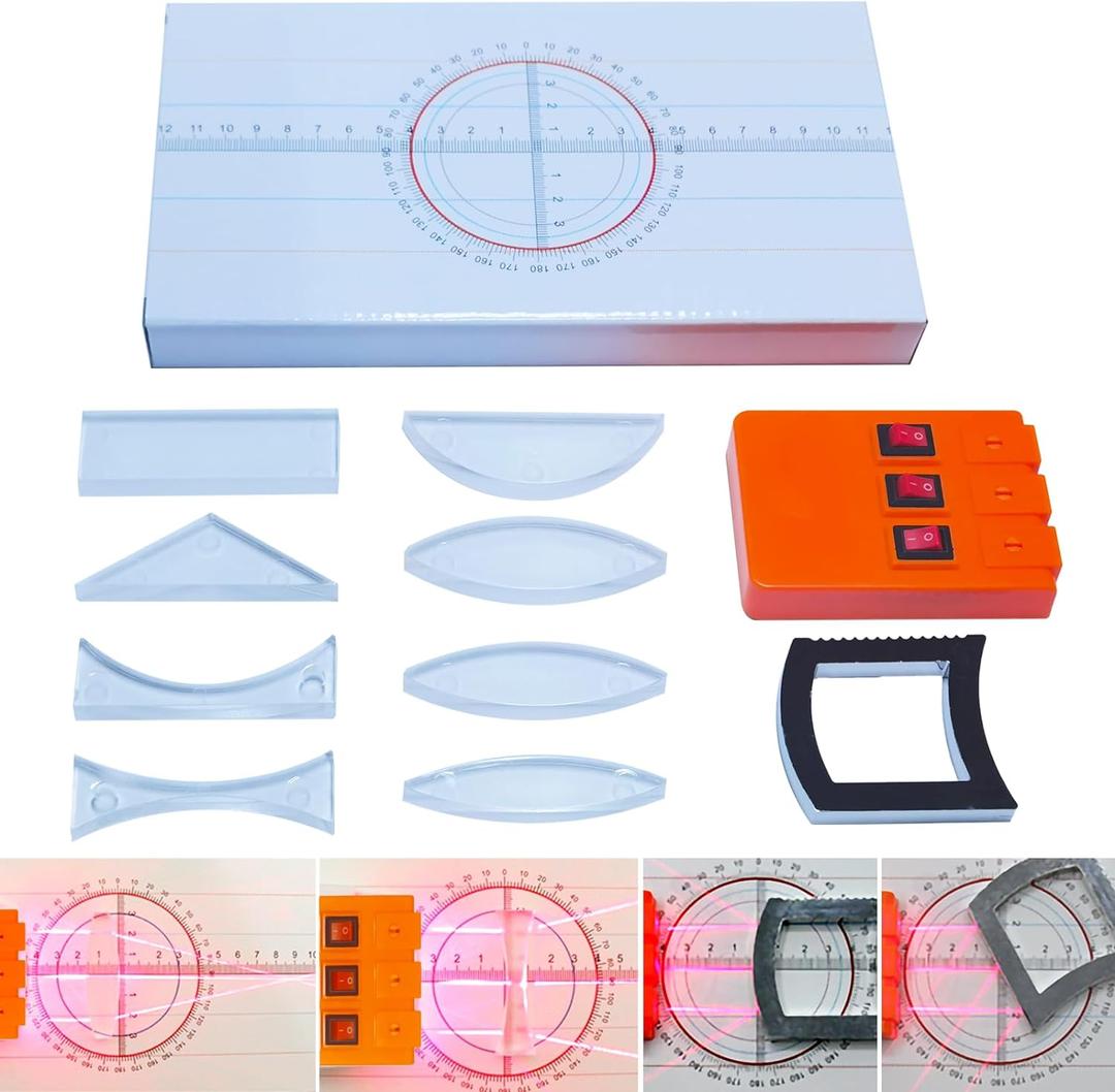 Physics Optics Experiment Set Prisms Convex Lens Triple Laser Refraction School Light Refraction Reflection Learning Educational Science Kits