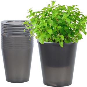 Self Watering Planter 8 Pcs,4.3 Inch Flower Plant Pot with Inner Pot, Indoor Self Watering Planter Pot for Herbs, Flowers (Black)