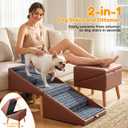 17" H Dog Stairs for Small Dogs 4-Step Non-Slip Dog Ramp for Couch, Foldable 2-in-1 Pet Stairs & Ottoman, Upgraded Pet Steps for Puppies, Senior Dogs & Injured Pets, Solid Wood Frame (Brown)