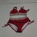 Blooming Jelly Women High Waisted Bikini Sets Tummy Control Swimsuits Color Block Two Piece Drawstring Bathing Suit (Large, Wine Red)