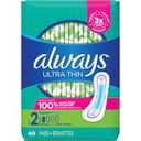 Always Ultra Thin Pads  Super Long Absorbency Scented with Wings, 44 Count, Packaging may vary