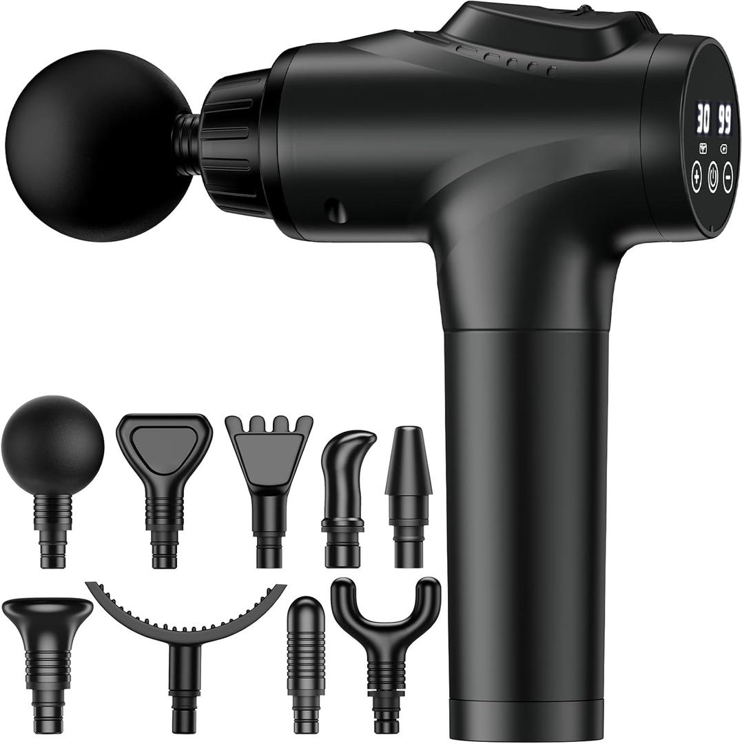 APHERMA Massage Gun, Muscle Massage Gun for Athletes Handheld Electric Deep Tissue Back Massager, Percussion Massage Device for Pain Relief with 30 Speed Levels 9 Heads Black