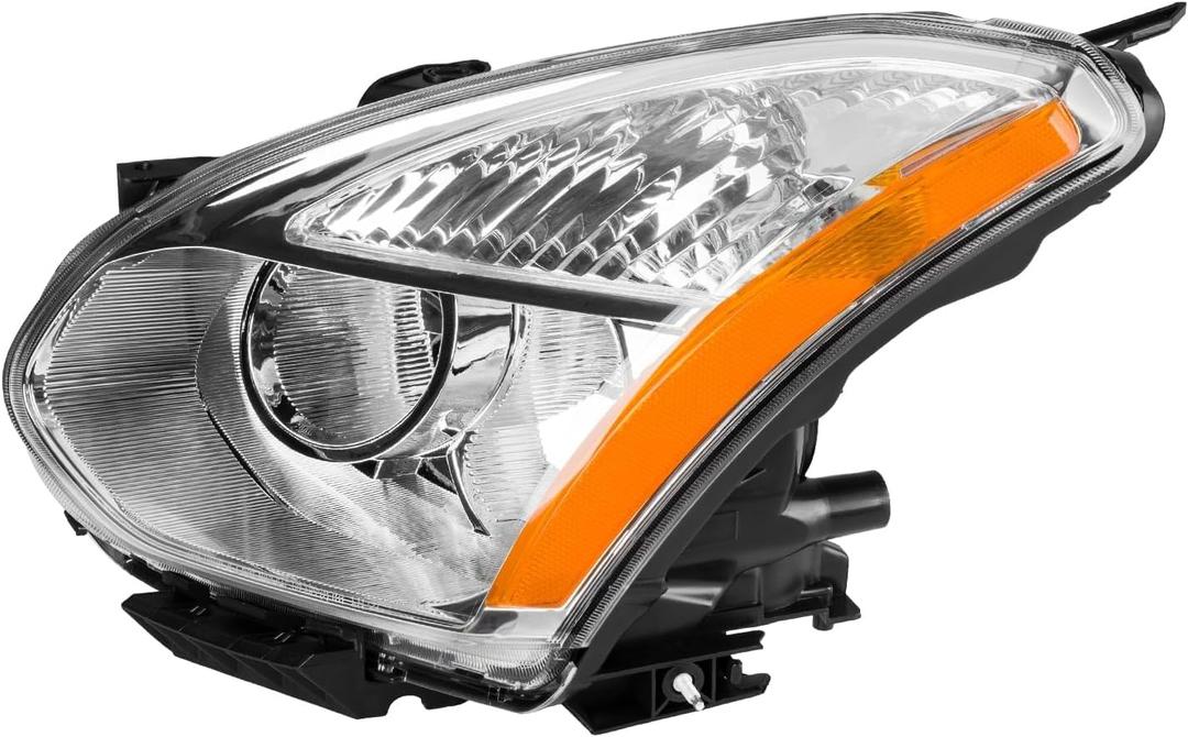 Headlight Assembly,Chrome Headlights Compatible with Rogue 2008-2008,Amber Reflector Color Clear Lens Color, OE Style Replacement Headlight Assembly