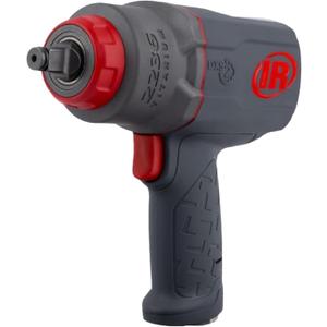Ingersoll Rand 2236QTIMAX DXS2 1/2" Air Impact Wrench, Quiet, 1,500 ft-lb Torque, Titanium Hammer Case, Friction Ring Retainer, Pistol, Interchangeable Anvil, Multifunctional Tool (Gray)