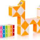 CUBIDI Magic Snake Cube | Fidget Snake Toy for Kids | Travel Toys for Kids Ages 4-8 | Great Gift for Boys and Girls Birthday, Christmas, Stocking Stuffers - 24 Blocks | 0.9 x 0.7 inch | Orange