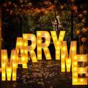 Tujoe 7 Pcs 3 ft Tall Marry Me Large Light up Letter Sign Marry Me Marquee Lights LED Romantic Light Battery Operated Alphabet with String Lights for Wedding Engagement Proposal Party Decorations