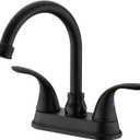 Bathroom Faucet Black 4 Inch Centerset for Sink 3 Hole, Bathroom Vanity Faucet 2 Handle 360° Swivel Spout with 2 Water Supply Lines