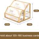 Feyarl Gold Glass Business Card Holder 2 Slots Name Cards Display Stand Business Cards Organizer Storage for Office Meeting Front Desktop Countertop