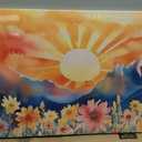 XLMDYYSW Boho Sun Wall Art Sunrise Canvas Picture Watercolor Wildflower Sunset Painting Mid Century Modern Mountains Sunrise Print for Living Room Home Framed (Yellow, 20.00" x 30.00")